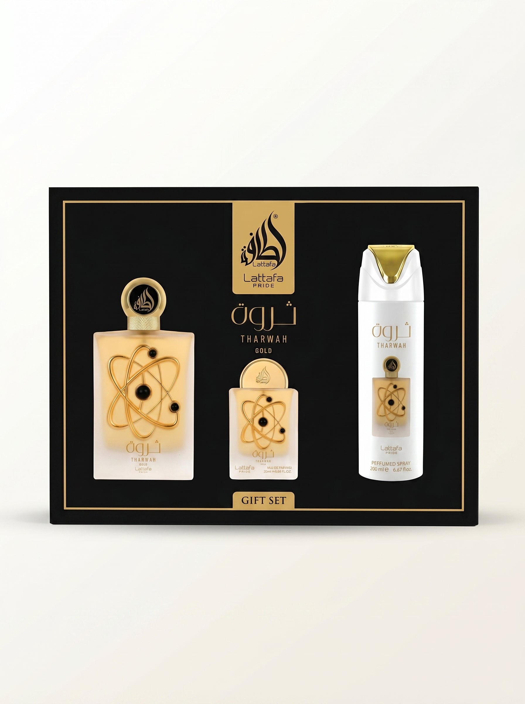 3pc Giftset Tharwah Gold by Lattafa Pride