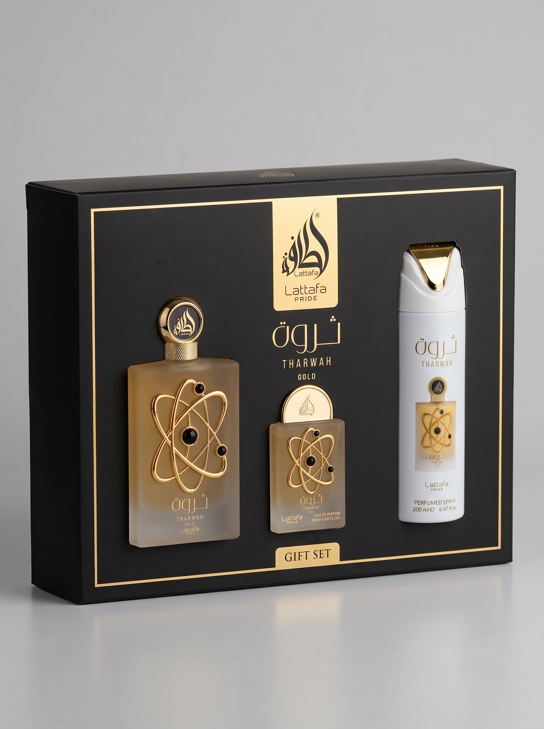 3pc Giftset Tharwah Gold by Lattafa Pride